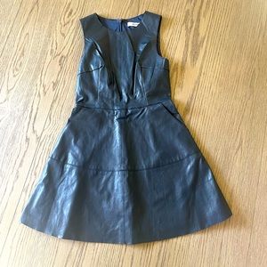 Faux Leather Navy Dress